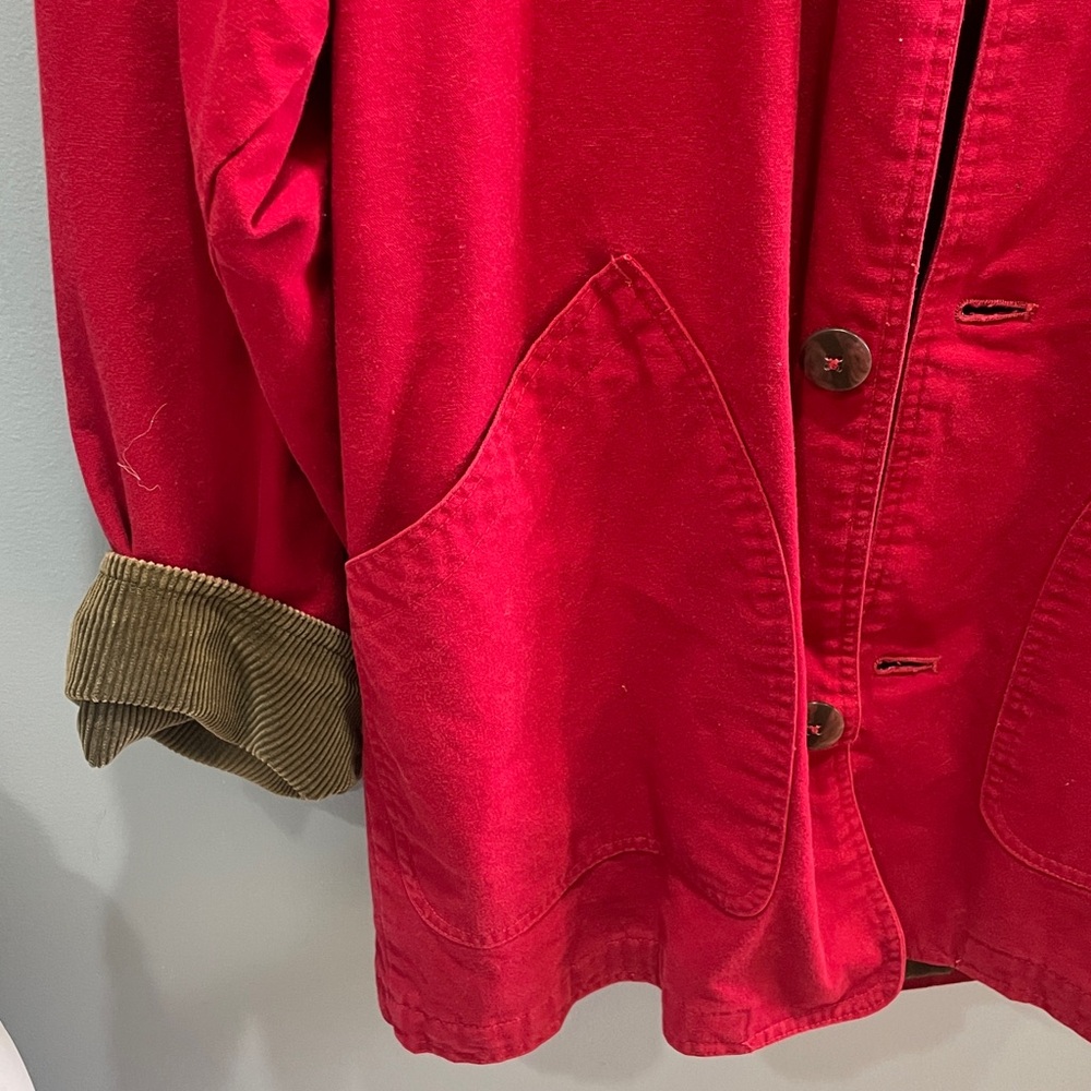 VTG red Abercrombie & Fitch Country Clothes barn chore jacket corduroy collar - Picture 4 of 6